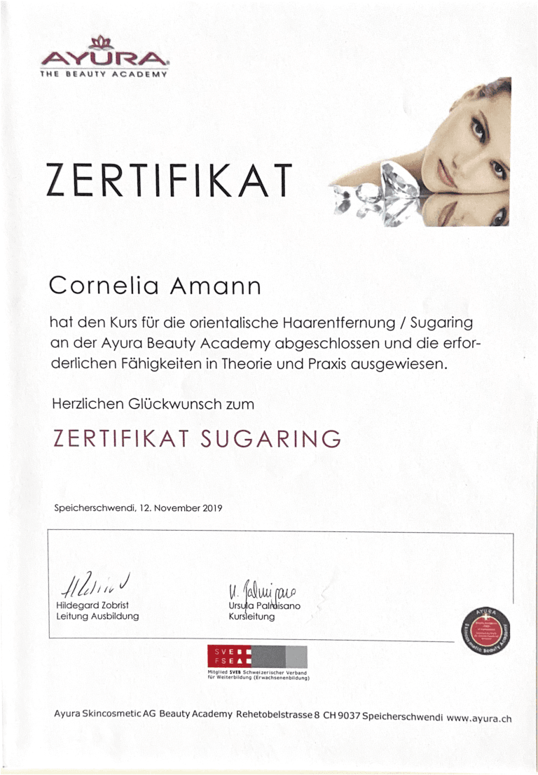 Zertifikat Sugaring